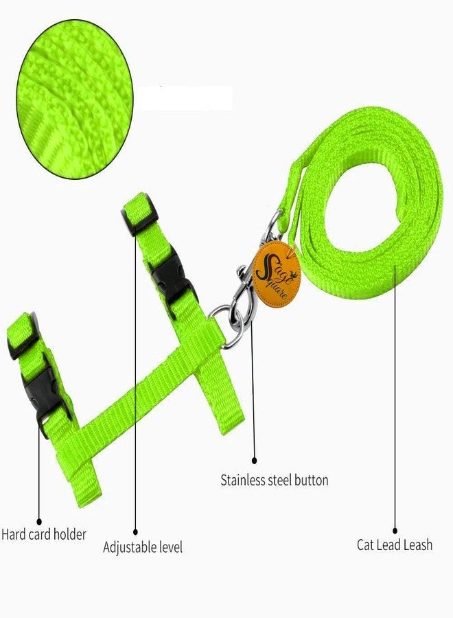 Sage Square Cat Harness & Leash for Walking, Escape Proof, Durable & Adjustable Harness with Leash Rope Set for Cat (Green) - Image 3